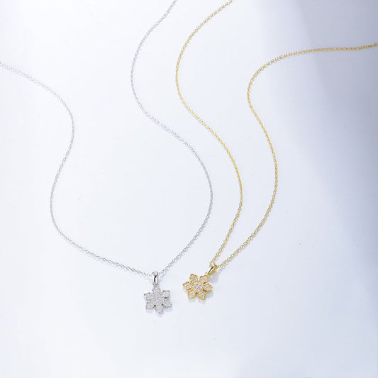 Cubic Zirconia Snowflake Pendant Necklace