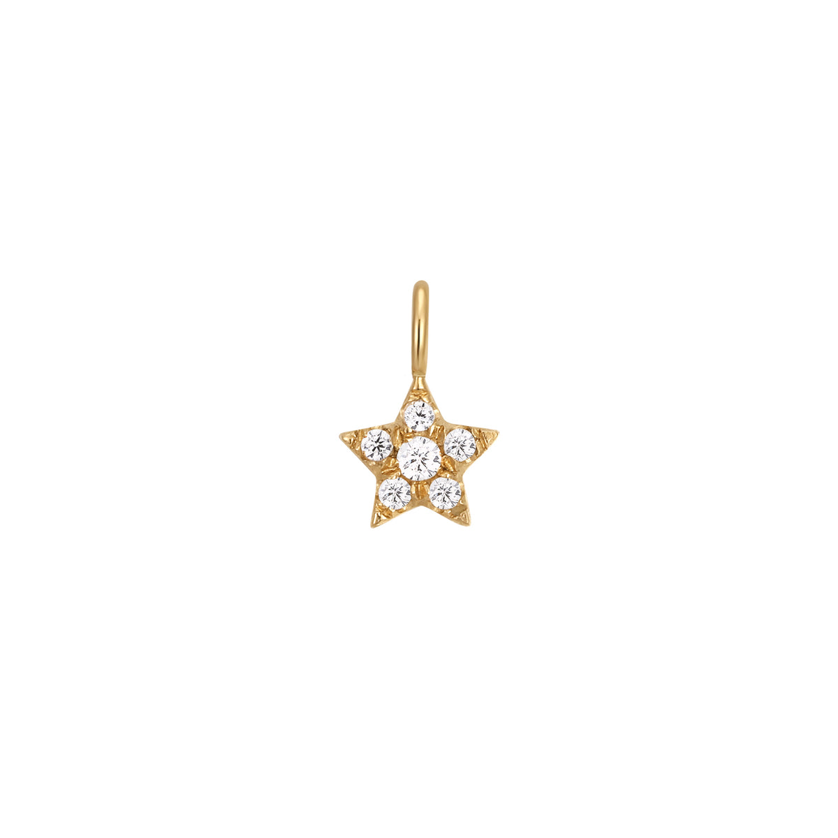 14K Solid Gold Diamond Star Charm