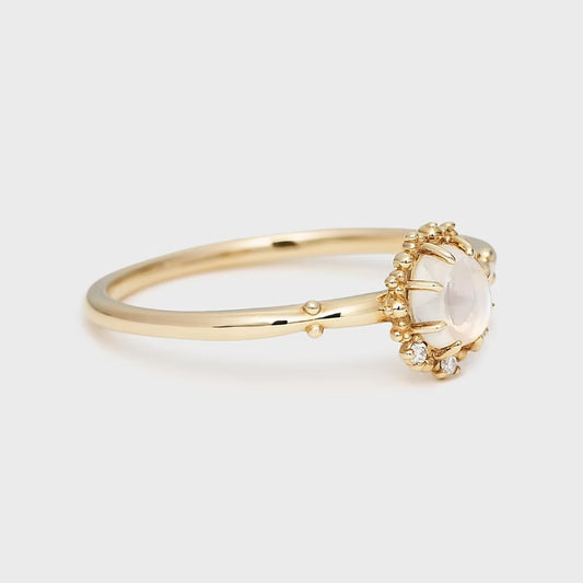 Gold Plated Sterling Silver Natural Oval Moonstone Ring