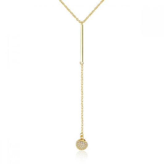 Dangling CZ Ball Necklace, 925 Sterling Silver