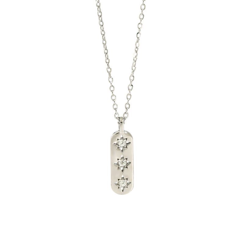 Crystal Geometry Star Tag 925 Sterling Silver Necklace