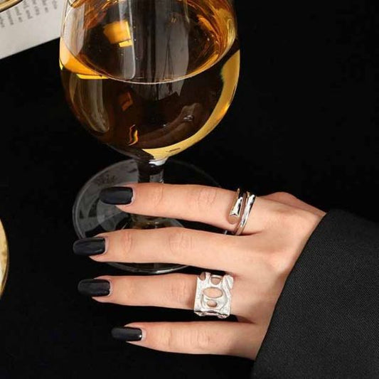 Line Crossing Adjustable 925 Sterling Silver Ring