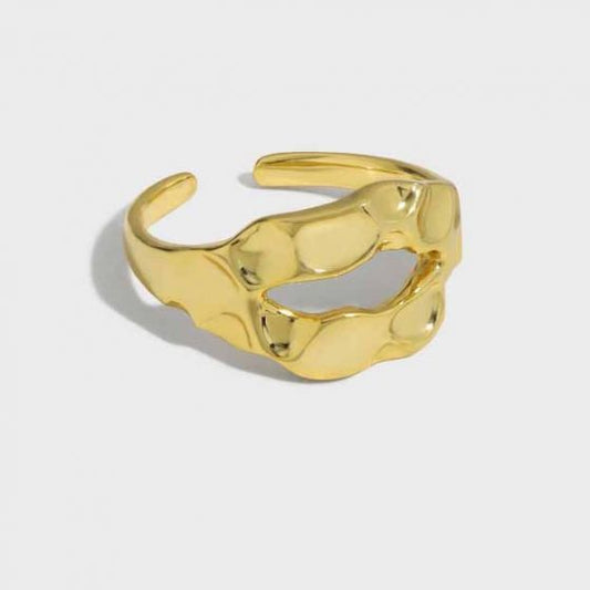 Irregular Lip 925 Sterling Silver Adjustable Ring