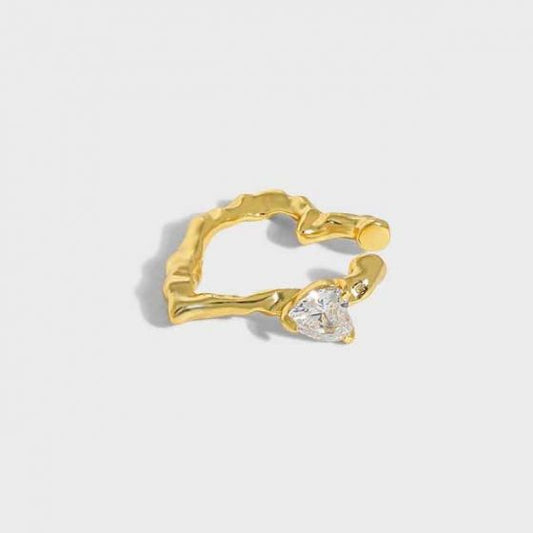 Irregular Heart CZ Non-Pierced Earring (Single)