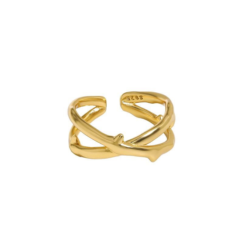 Classic X Cross Adjustable 925 Sterling Silver Ring