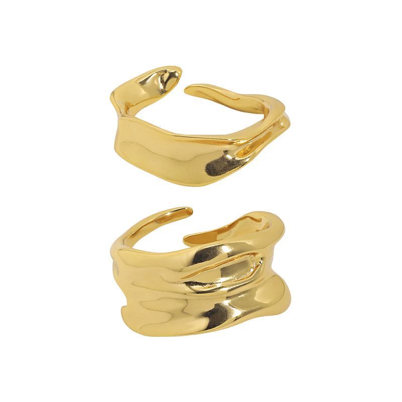 Irregular Wave Sterling Silver Adjustable Ring