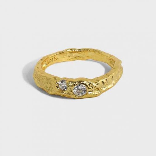 Simple Irregular CZ Sterling Silver Ring