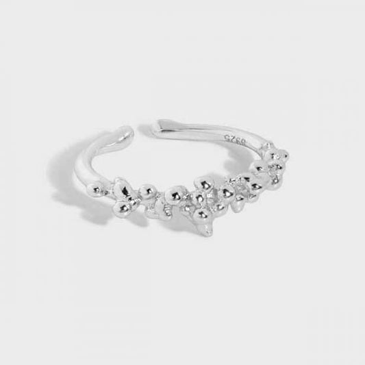 Mini Irregular Bubbles Sterling Silver Adjustable Ring