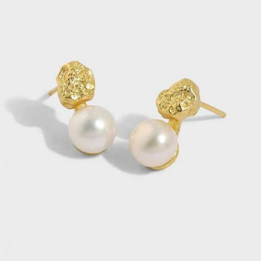 Round Natural Cultured Pearl 7mm 925 Sterling Silver Stud Earrings