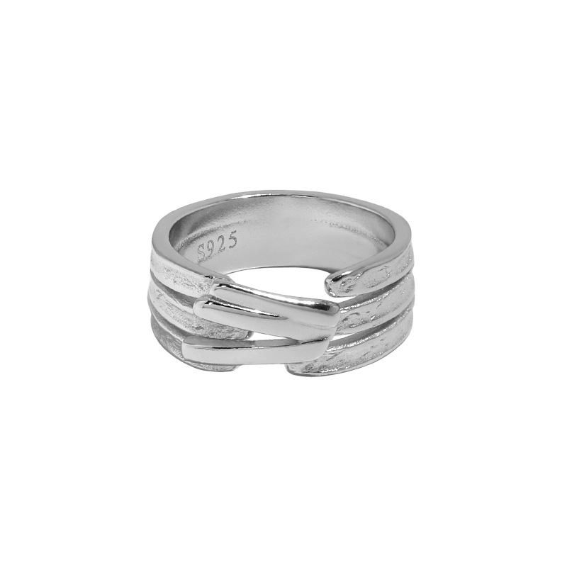 Triple Line Wide Adjustable 925 Sterling Silver Ring