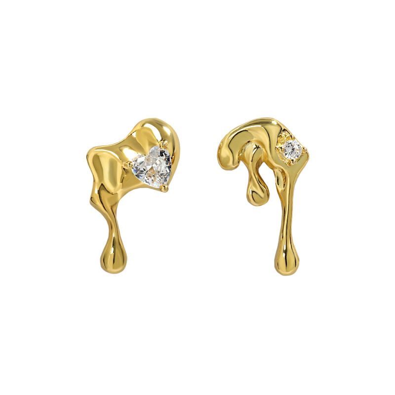 Asymmetry Irregular Lava Flow Crystal Earrings