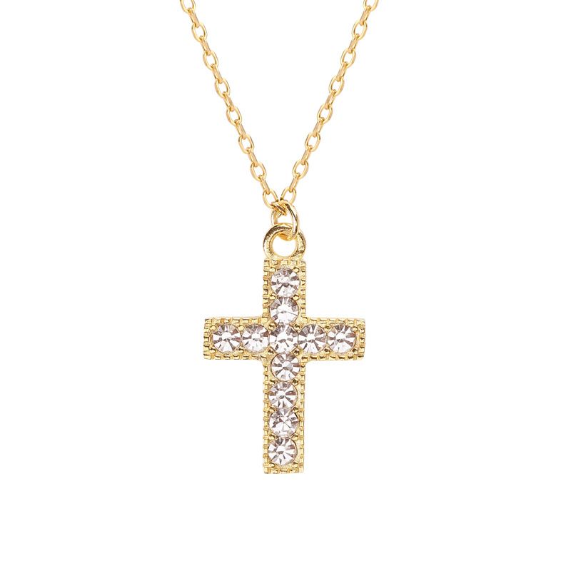 Crystal Cross Pendant Necklace in 925 Sterling Silver