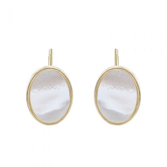 Oval Mother of Shell 925 Sterling Silver Stud Earrings