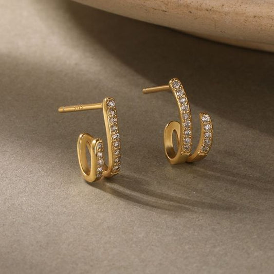 Modern Turn Circle 925 Sterling Silver Stud Earrings