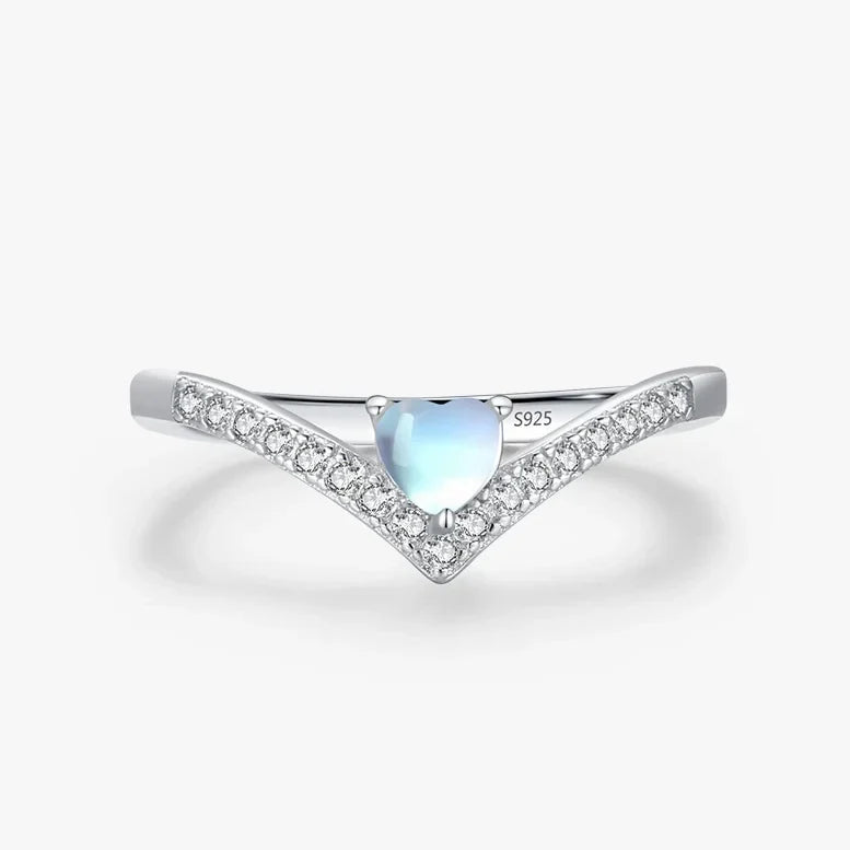 Sterling Silver Heart Moonstone Ring