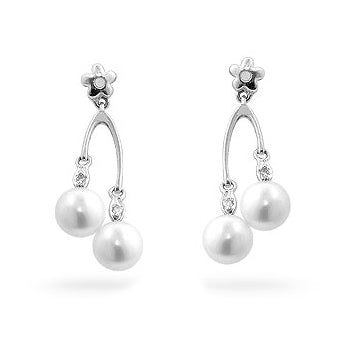 Dual Pearl Drop Earrings