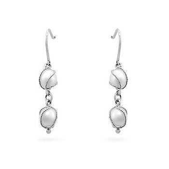 White Gold Pearl Drop Earrings