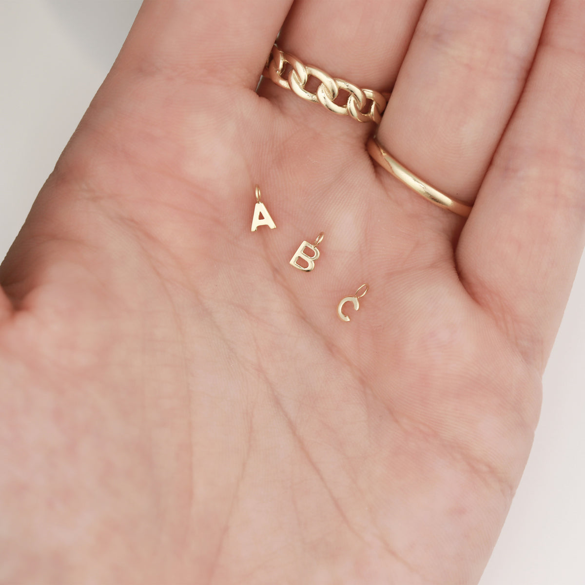 14K Solid Gold Initial Charms