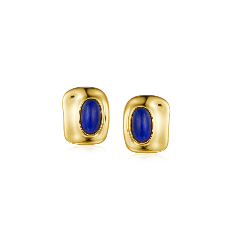 Natural Lapis Lazuli Square Stud Earrings