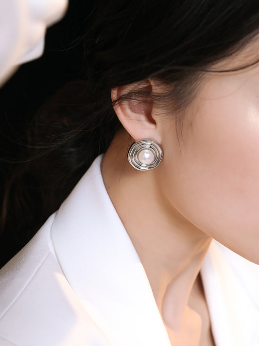 Sterling Silver Natural Freshwater Pearl Earrings