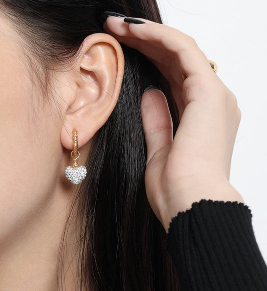 Cubic Zirconia Heart Drop Earrings