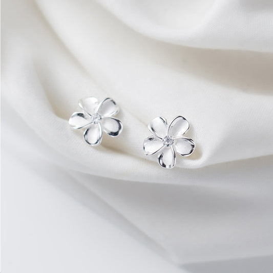 Sterling Silver Cubic Zirconia Flower Stud Earrings