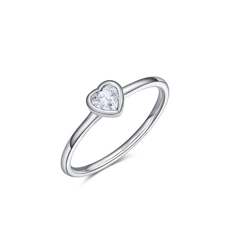 Sterling Silver Clear Heart Ring