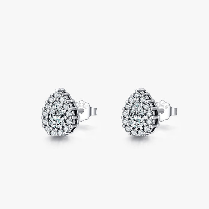 Sterling Silver Pear Stud Earrings