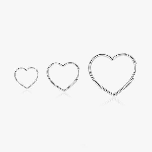 Hearts Shaped Sterling Silver Hoop Earrings