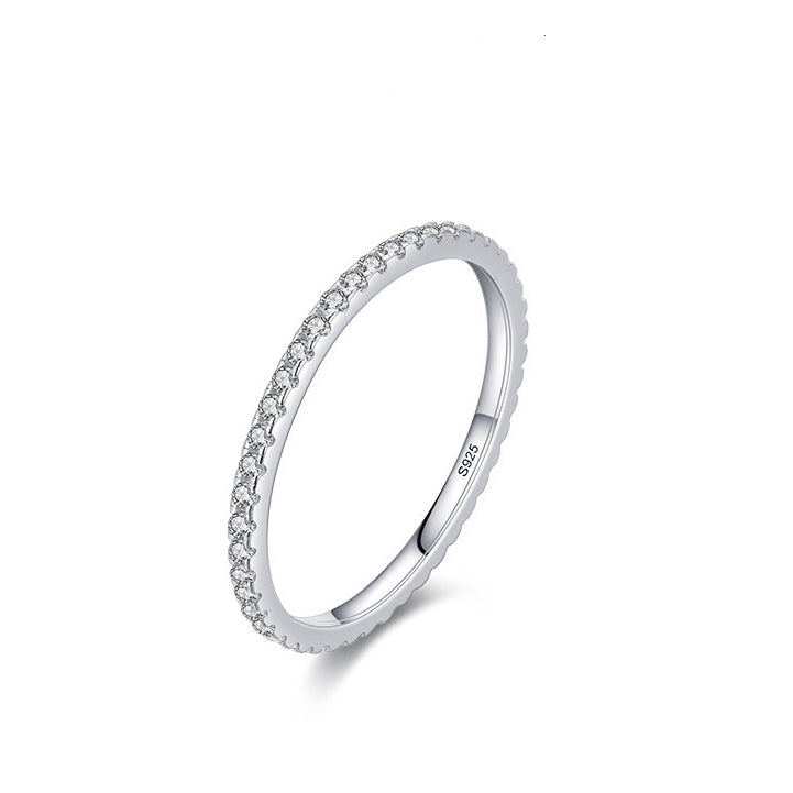 Sterling Silver Clear & Black Stackable Ring