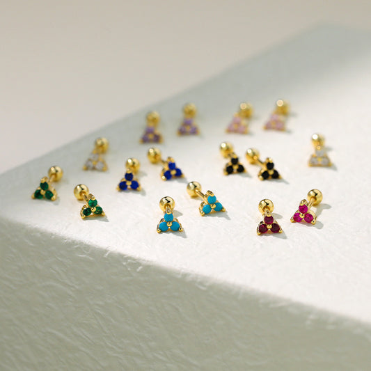 Sterling Silver Color Stud Earrings