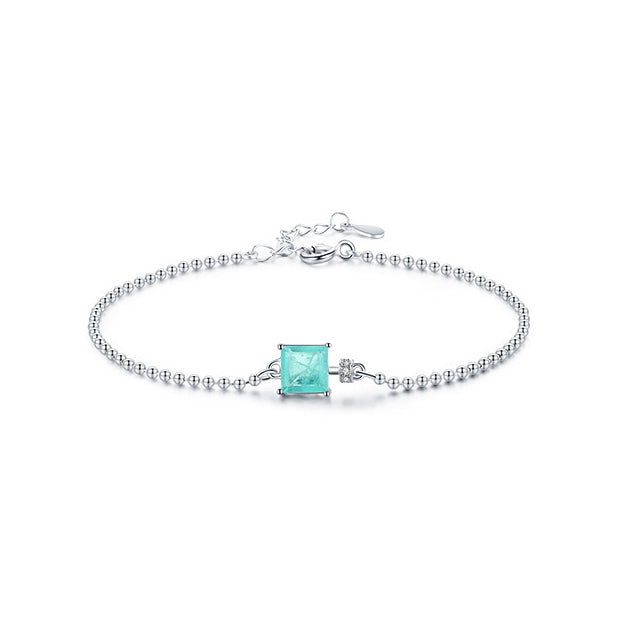 Sterling Silver Tourmaline Beads Chain Bracelet