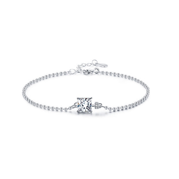 Classic Square Clear Bracelet in Solid 925 Sterling Silver