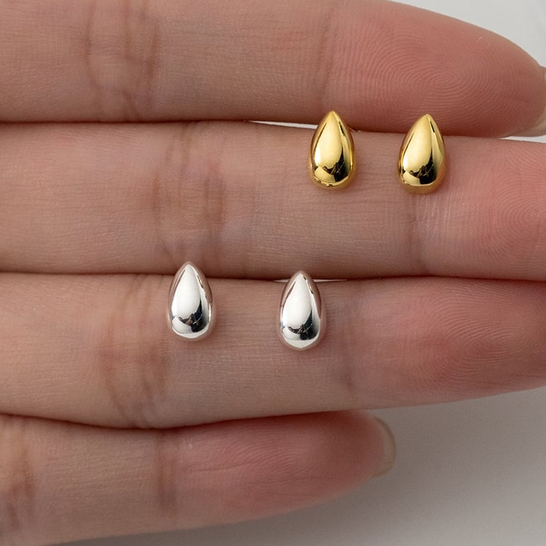 Sterling Silver Water Drop Mini Stud Earrings