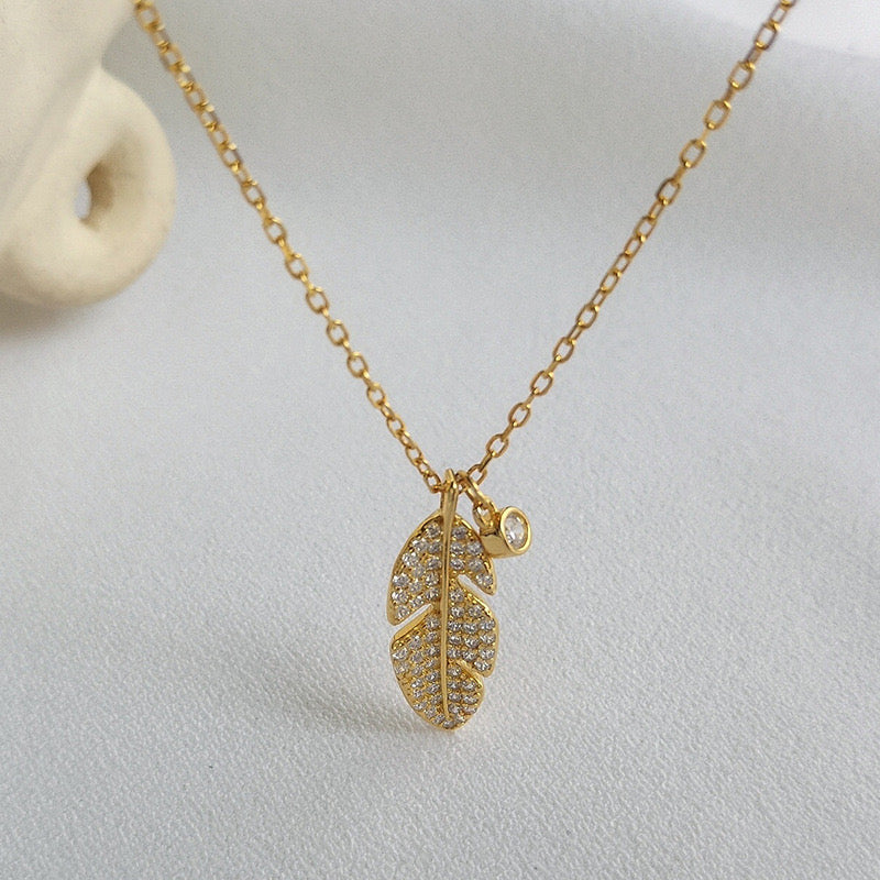 Gold Plated Sterling Silver Leaf Necklace