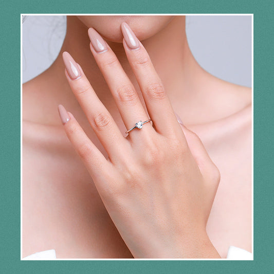 Heart Shape Solitaire Ring in Sterling Silver