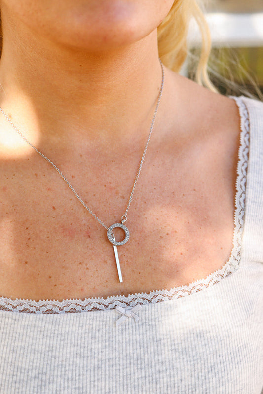 18K Gold PVD Stainless Steel Lariat Necklace with Toggle and Drop Bar