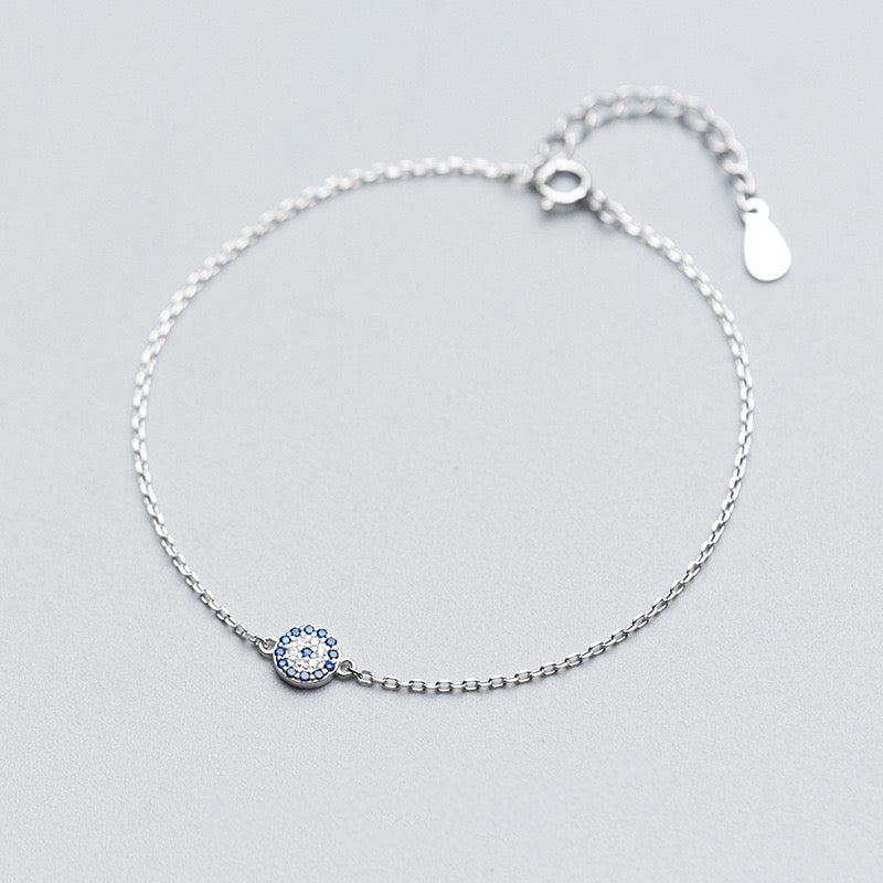 Sterling Silver Cubic Zirconia Evil Eye Bracelet