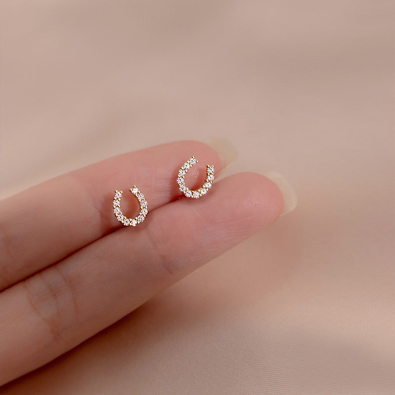 Sterling Silver Mini Horseshoe Stud Earrings