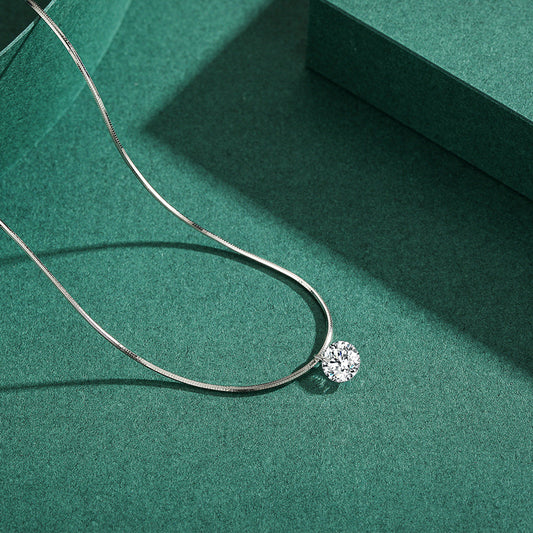 Sterling Silver Solitaire Choker Necklace