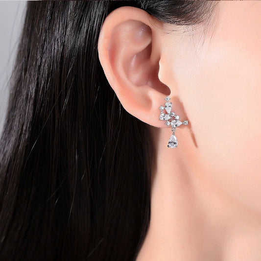 Sterling Silver Cubic Zirconia Dangle Earrings