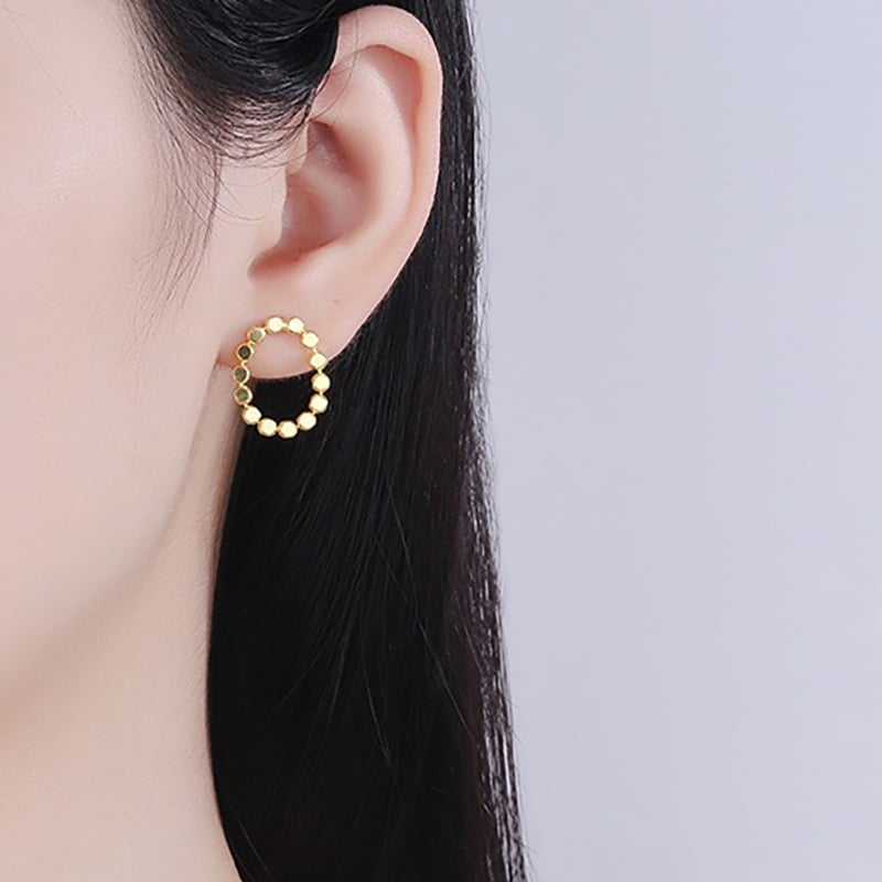 Gold Plated Sterling Silver Circle Stud Earrings