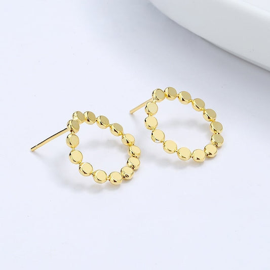 Gold Plated Sterling Silver Circle Stud Earrings