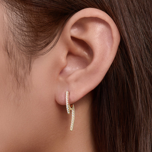 Sterling Silver Pave Front and Back Earrings