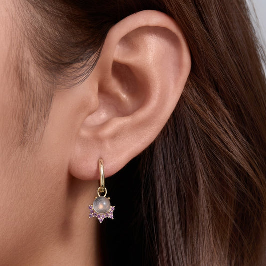 Sterling Silver Natural Labradorite Celestial Earrings