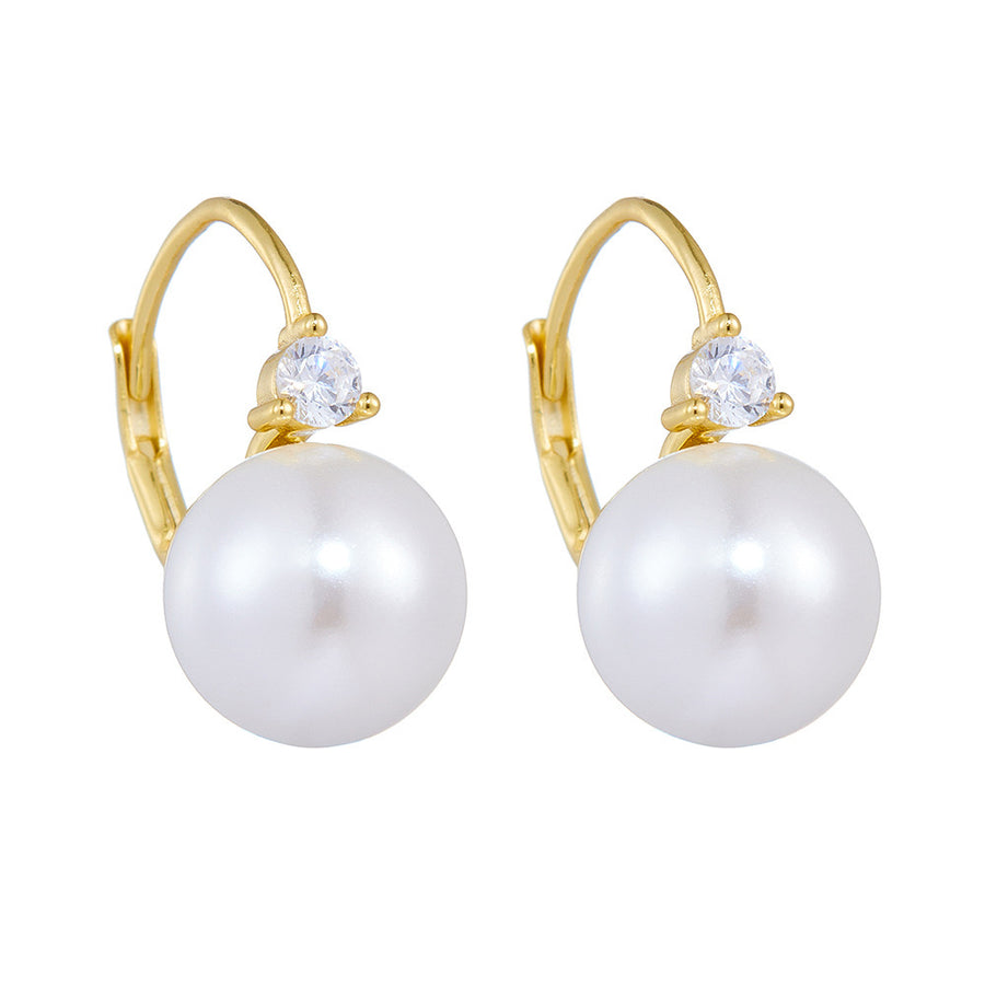 Sterling Silver 10mm Shell Pearl Leverback Earrings
