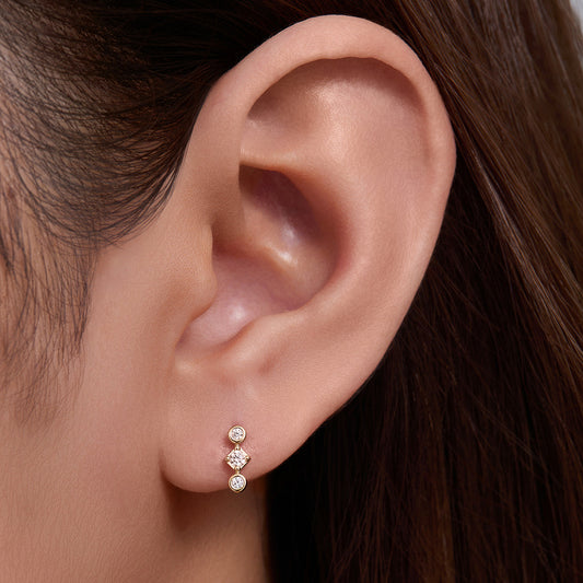 Sterling Silver Cubic Zirconia Bezel Stud Earrings