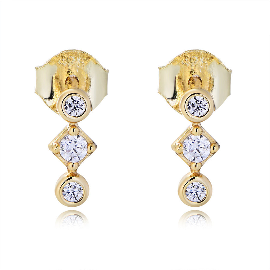 Sterling Silver Cubic Zirconia Bezel Stud Earrings