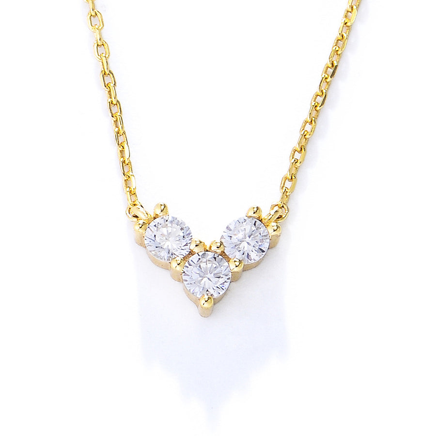 Sterling Silver Three Stone Heart Pendant Necklace