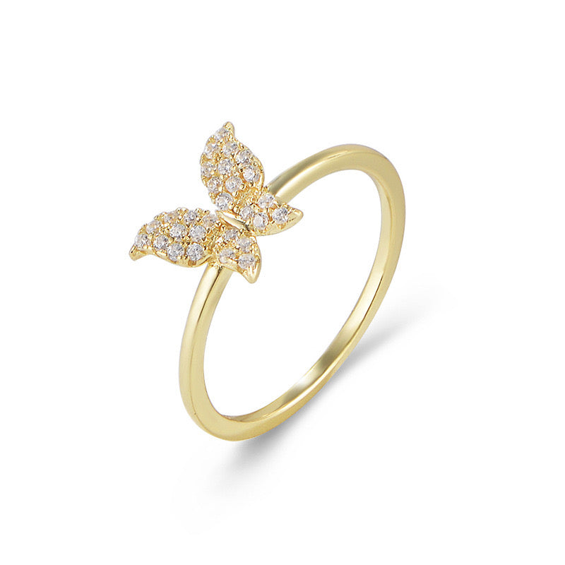 Gold Plated Sterling Silver Butterfly Cocktail Ring